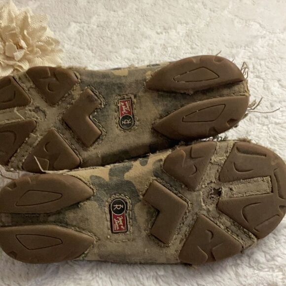 Tony Lama Canvas 3R Casual Slip On Shoes Mens Size 7 D Camo Distressed Edge - Picture 6 of 9